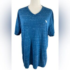 Abercrombie & Fitch Men’s XL Blue Heathered V-Neck Soft Knit Basic Tee Shirt